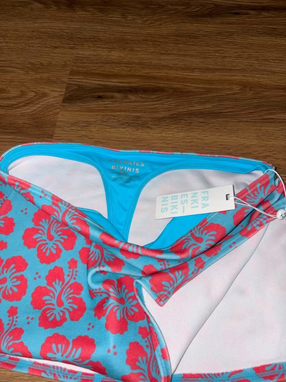 Frankie's Bikinis Blue and Red Floral Swim Skirt